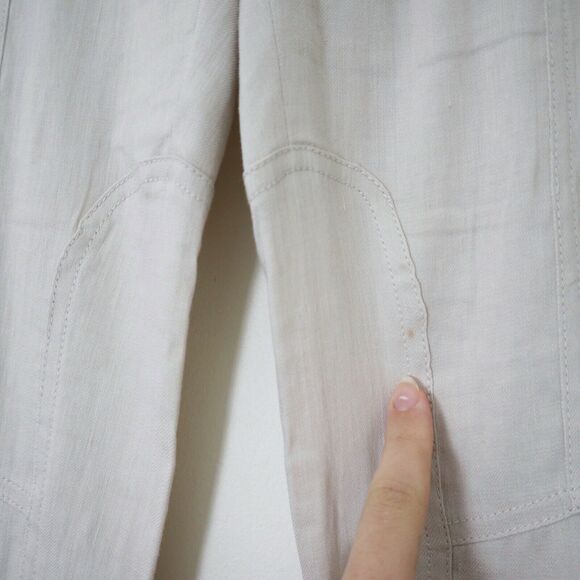 Vince Size 4 Linen Blend Patchwork Cargo Jogger Pants Cream Zipper Front - Picture 7 of 12